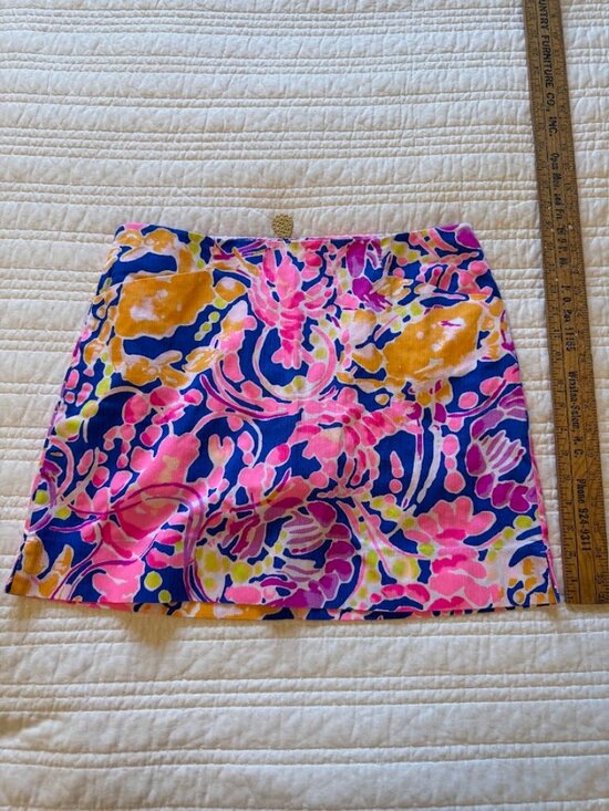 Lilly Pulitzer Pants - Lilly Pulitzer Marigold Brilliant Blue Catch Release Skort Gold Sz 8 Pocket Zip